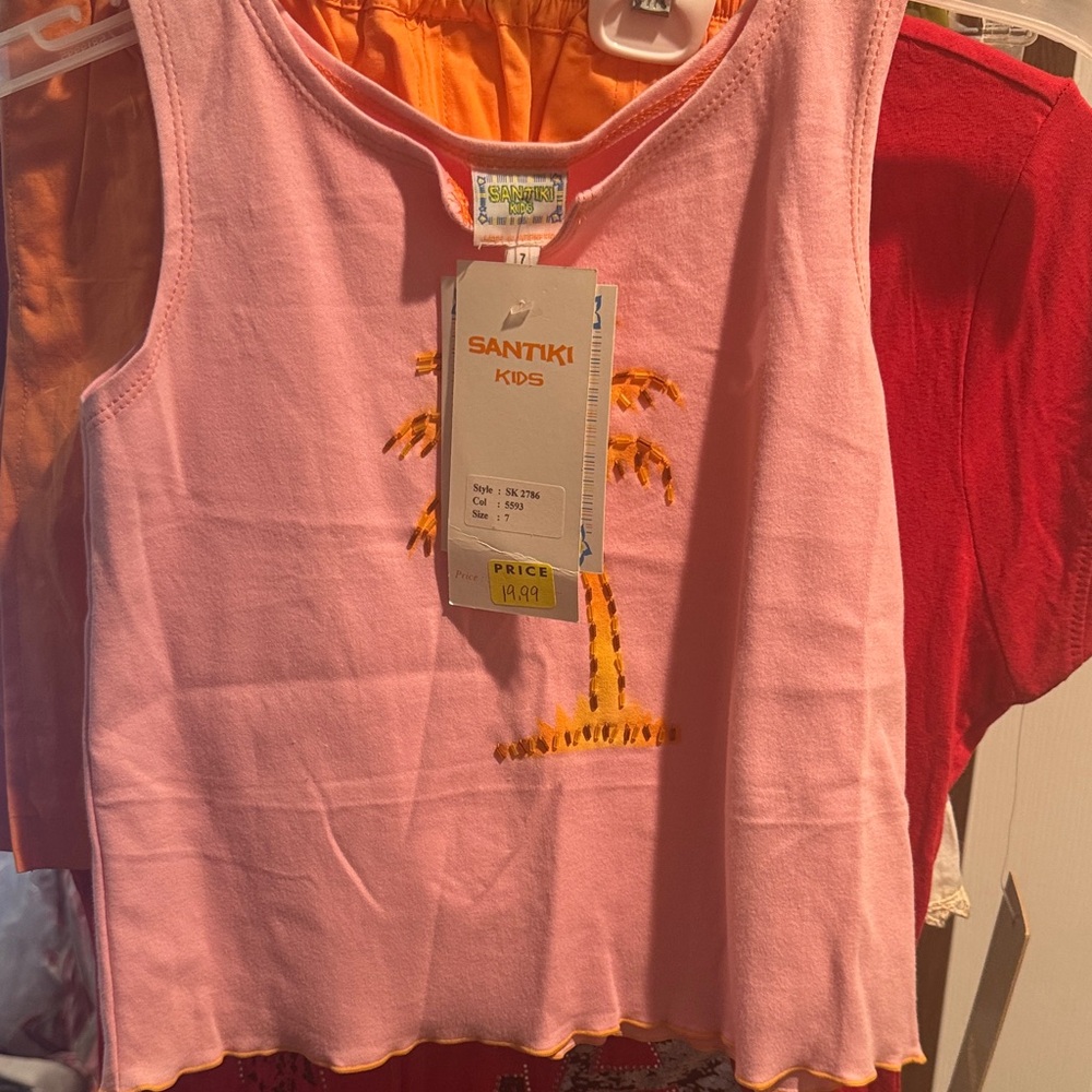 Santiki Kids Pink Palm Tree Tank Top Set